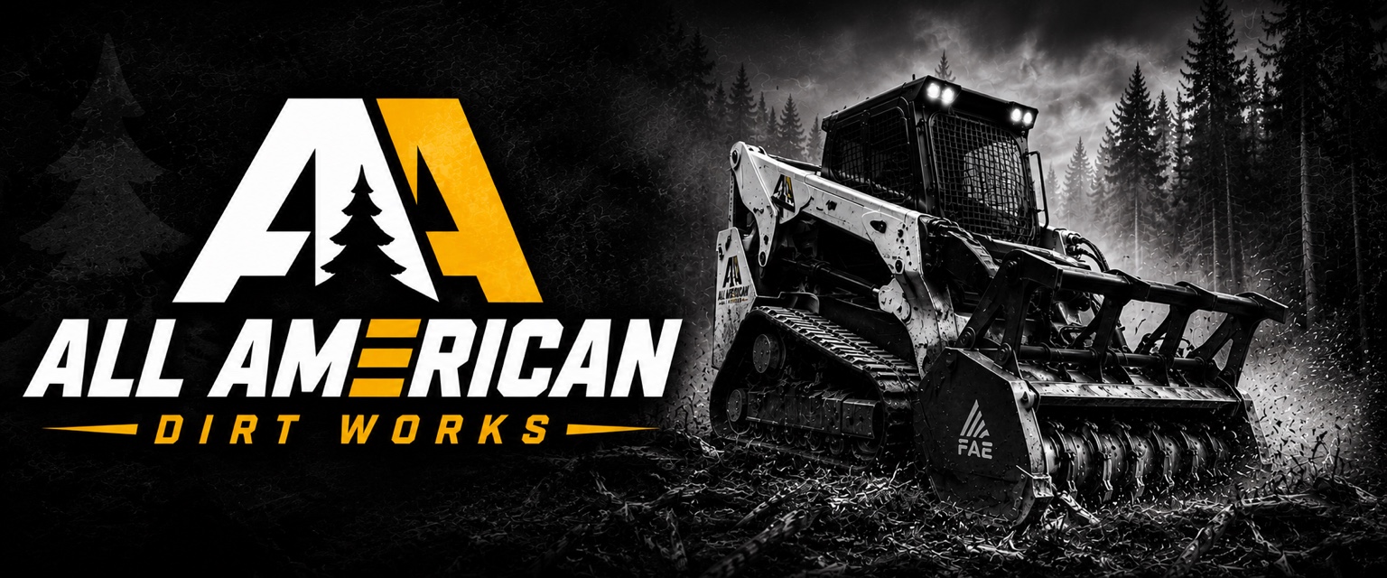 Forestry mulching skid steer working in wooded terrain